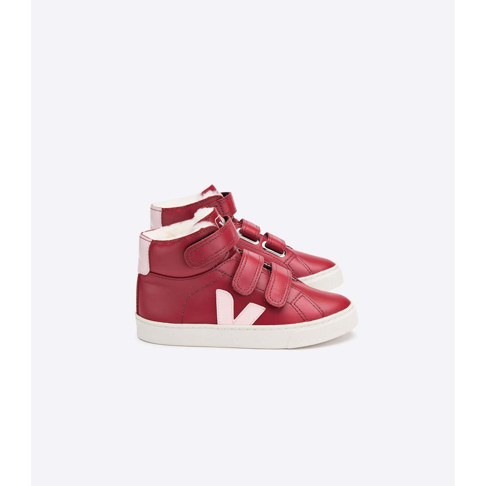 Red Kids\' Veja ESPLAR MID FURED LEATHER High Tops | AU 682UZG